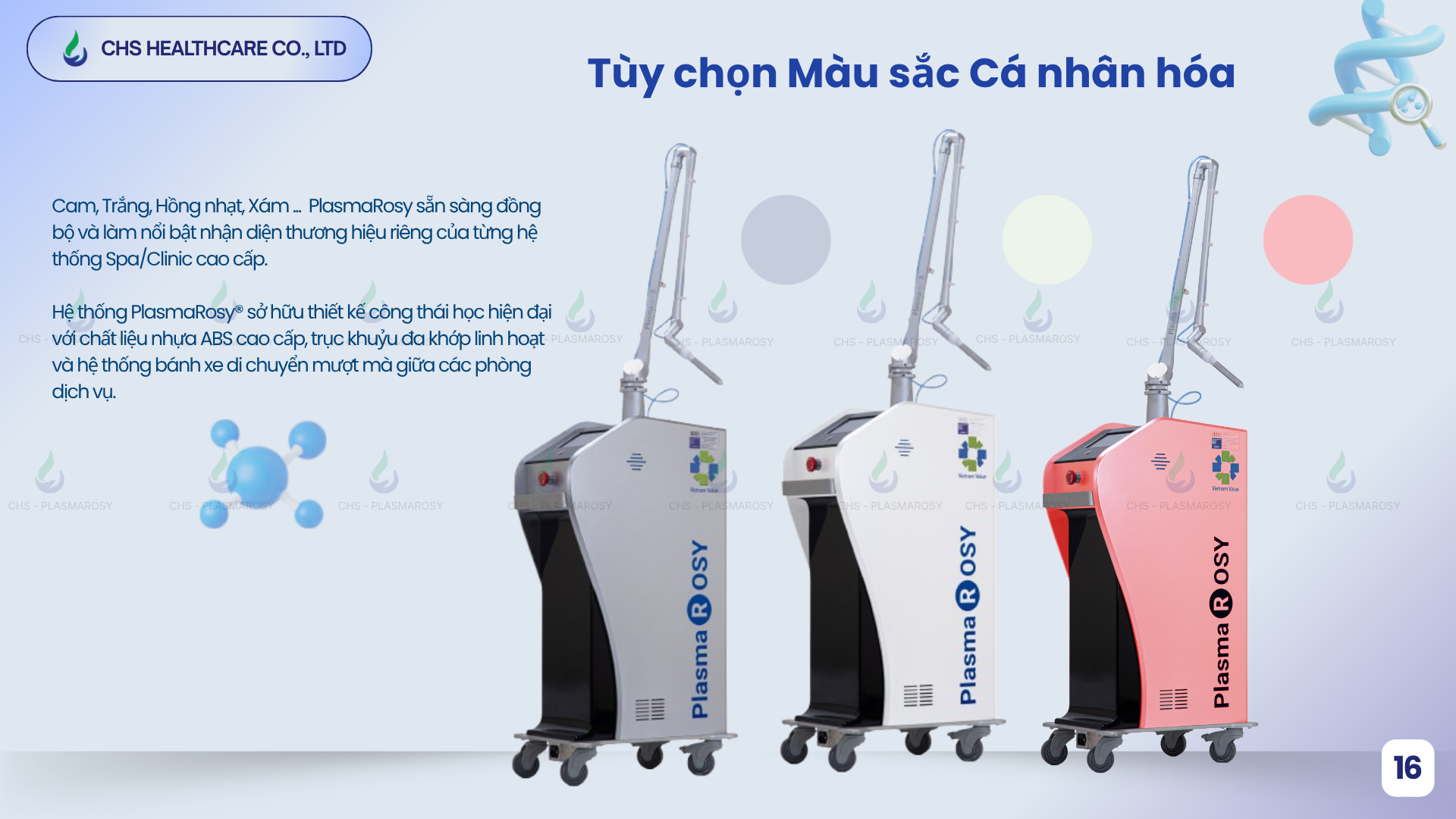 Hỗ trợ tùy chọn màu sắc máy (Hồng, Xanh, Trắng...) theo bộ nhận diện thương hiệu riêng của cơ sở bạn.