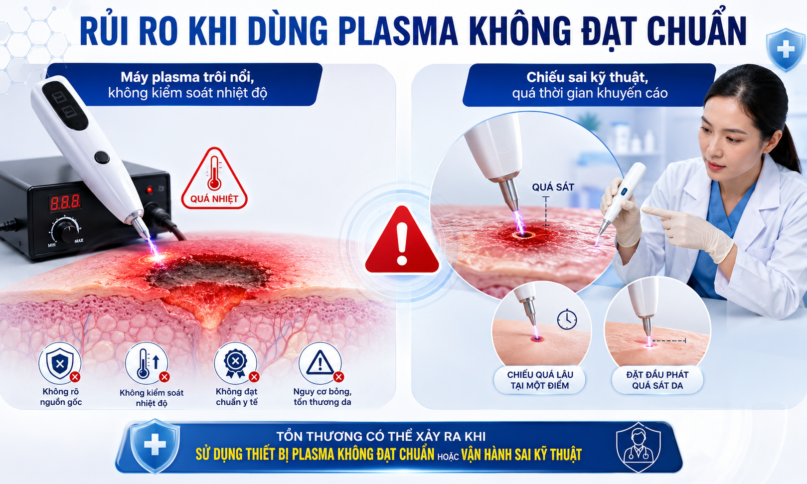 Công nghệ plasma lạnh chỉ phát sinh rủi ro ngoài ý muốn khi cơ sở của bạn vướng phải các sai lầm nhất định, chủ yếu là chọn thiết bị không đạt chuẩn.